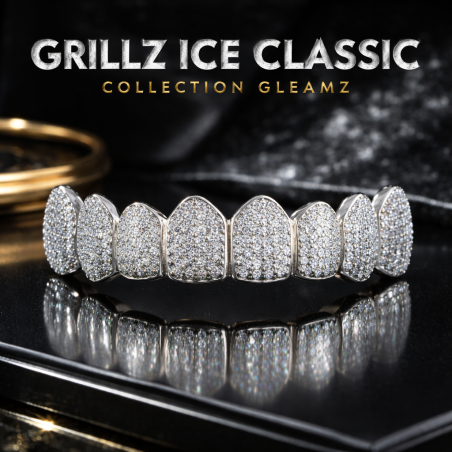 Grillz Ice Classic personnalisé | Argent, Or | Gleamz