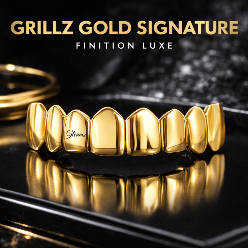 Grillz Gold Signature Or 18K – Grillz Personnalisé Premium