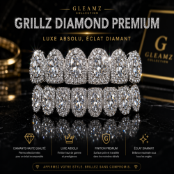 Grillz Ice Classic personnalisé | Argent, Or | Gleamz